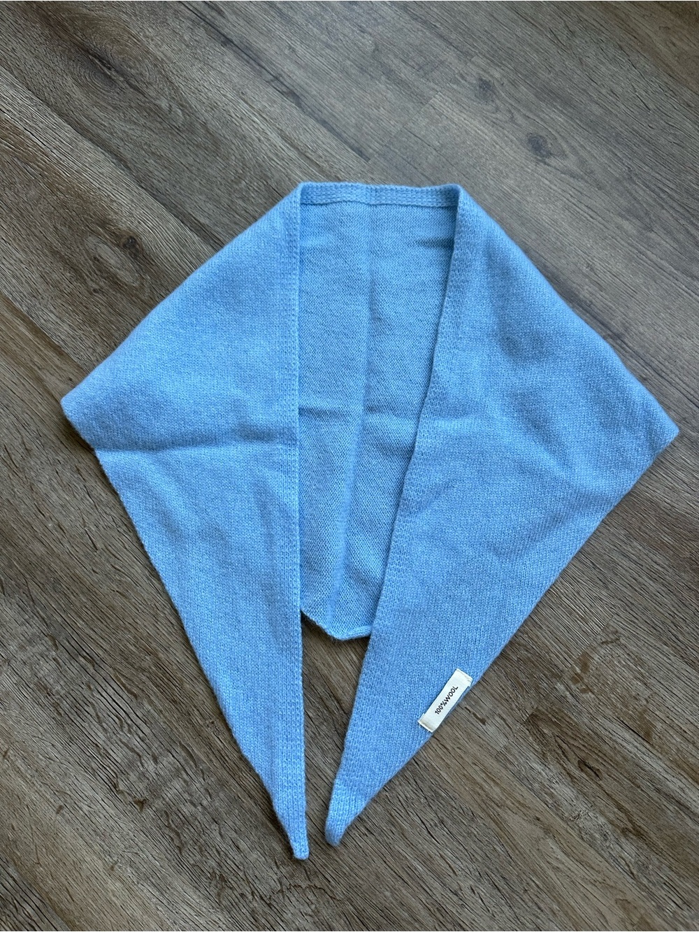 Wool Blue Triangle Scarf - Picture 3 of 5